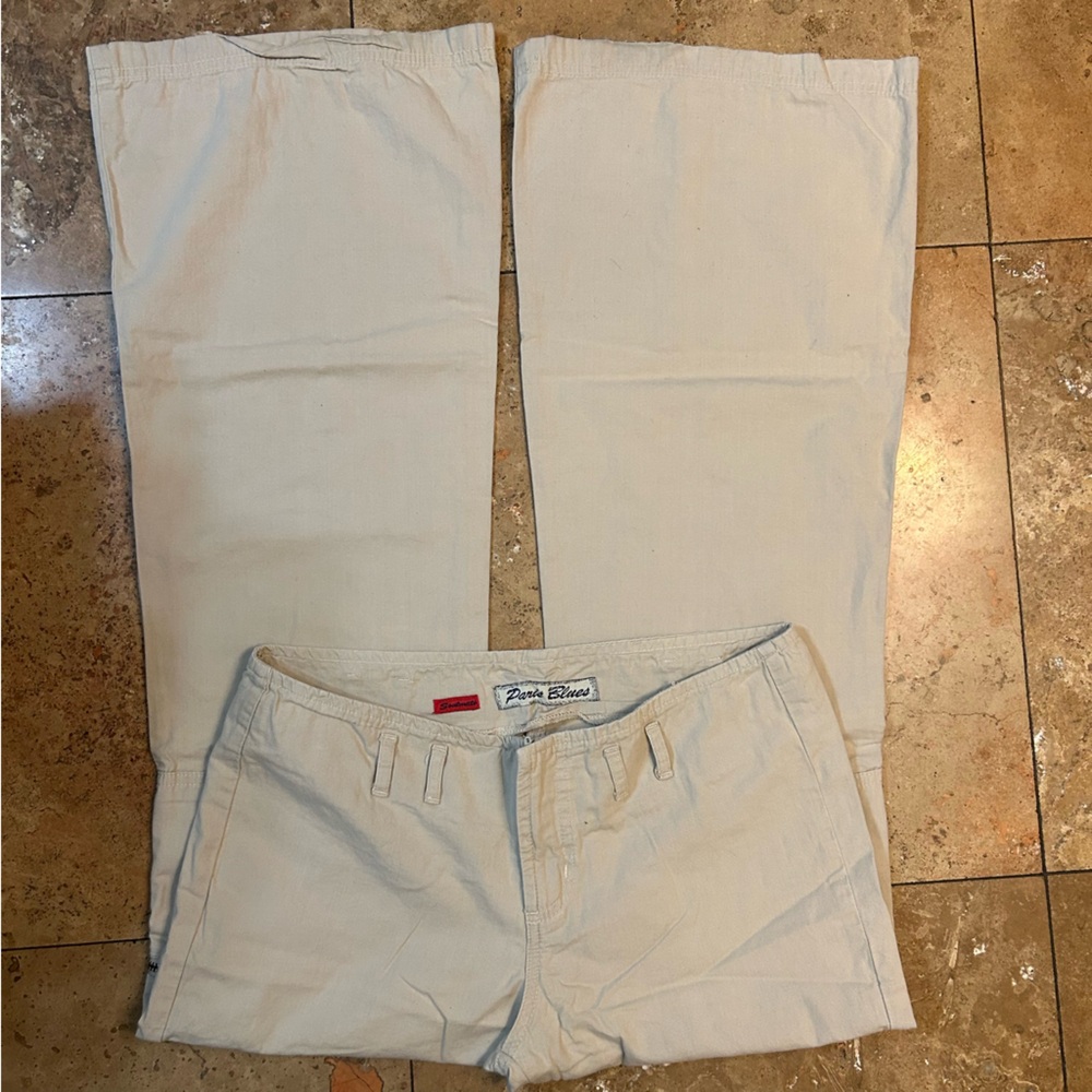 Vintage Y2K Paris Blues Khaki Tan Flare Pants size 7